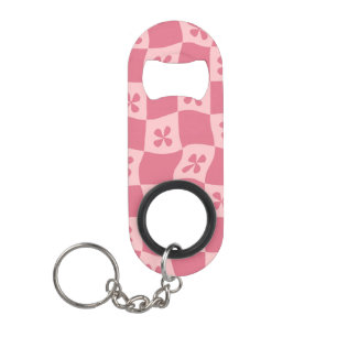 Retro Pink Chequered Floral Pattern