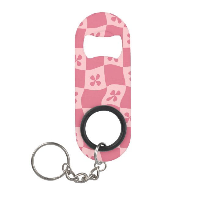 Retro Pink Chequered Floral Pattern (Front)