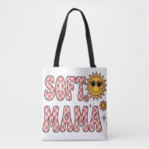 Retro Pink Chequered Soft Mama PNG - Cool Summer S Tote Bag