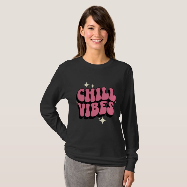 Retro Pink "Chill Vibes" T-Shirt (Front Full)