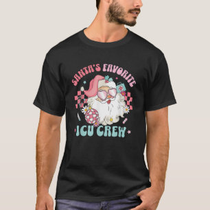 Retro Pink Christmas Nurse Santa s Favourite ICU N T-Shirt
