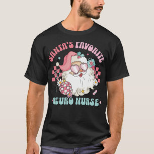 Retro Pink Christmas Santa's Favourite Neuro Nurse T-Shirt