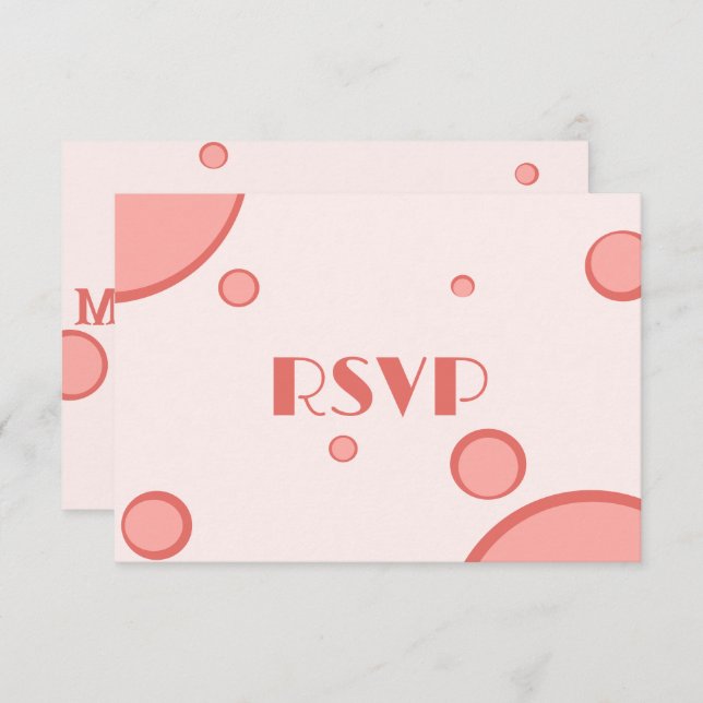 Retro Pink Circles Groovy Wedding RVSP Enclosure Card (Front/Back)