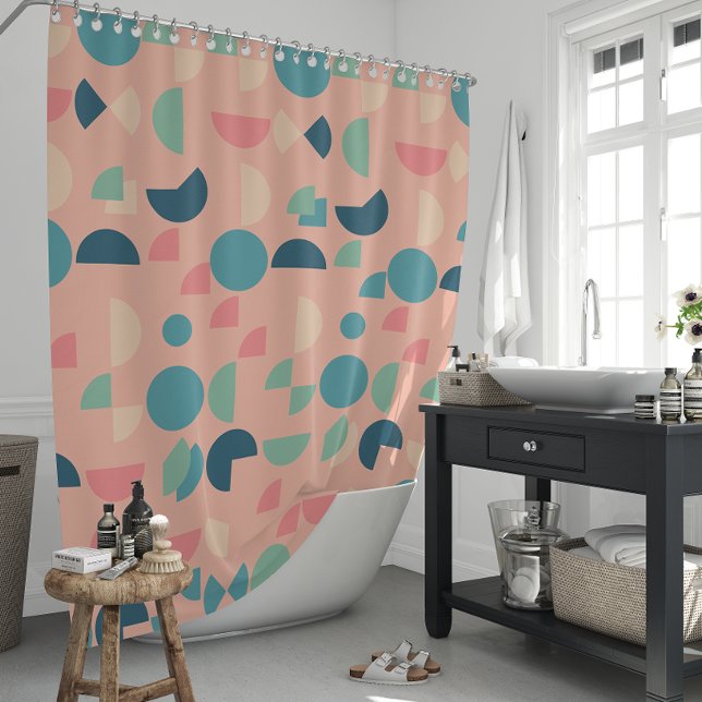 Retro Pink Colourful Modern Geometric Tribal Shower Curtain (Retro Pink Colorful Modern Geometric Tribal Shower Curtain)