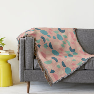 Retro Pink Colourful Modern Geometric Tribal Throw Blanket