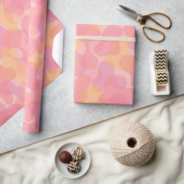 Retro Pink Colours Amorphous Shapes Art Pattern Wrapping Paper (Crafts)