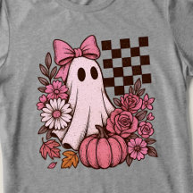 Retro Pink Coquette Ghost Girl with Bow Halloween