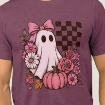 Retro Pink Coquette Ghost Girl with Bow Halloween