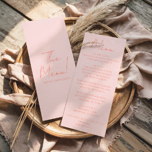 Retro Pink Coral Hand Written Pastel Wedding Menu