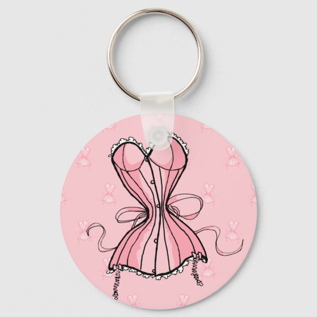 Retro Pink Corset Key Ring (Front)