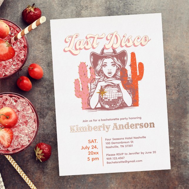 Retro Pink Cowgirl Last Disco Bachelorette Party  (Creator Uploaded)