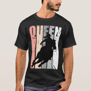 Retro Pink Cowgirl Queen Rodeo Women Barrel Racer T-Shirt