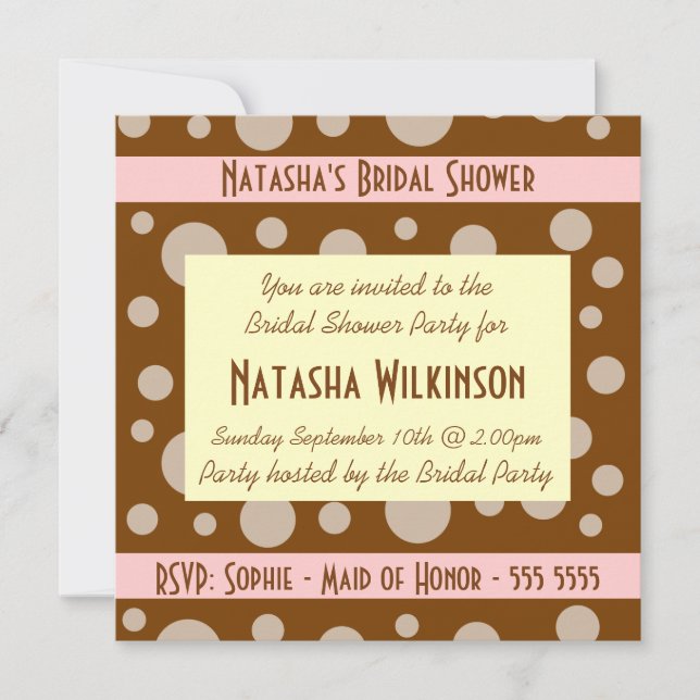 Retro Pink Cream Chocolate Bubbles Bridal Shower Invitation (Front)