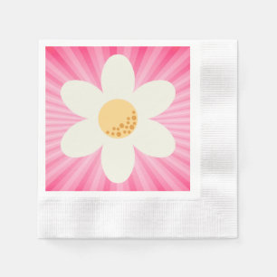 Retro Pink Daisy Birthday Napkin