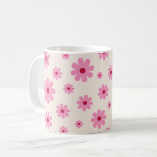 Retro Pink Daisy Floral Pattern Cute Coffee Mug