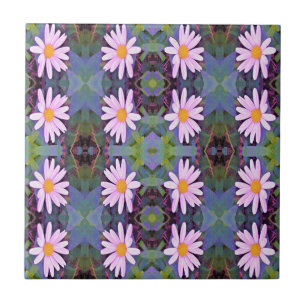Retro Pink Daisy Flower Pattern Tile