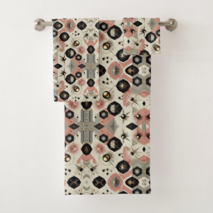 Retro Pink Diamond Mid Century Modern Towel Set