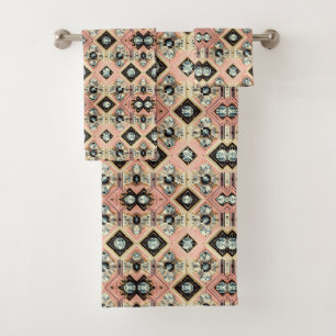 Retro Pink Diamond Mid Century Modern Towel Set