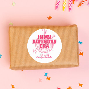 Retro Pink Disco Ball In My Birthday Era Party Classic Round Sticker