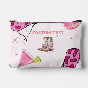 Retro Pink Disco Cowgirl Western Bachelorette Accessory Pouch