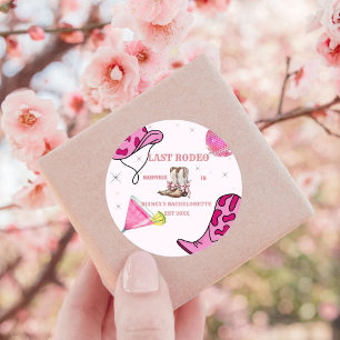 Retro Pink Disco Cowgirl Western Bachelorette  Classic Round Sticker