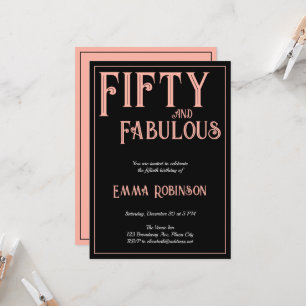Retro Pink "Fifty and Fabulous" 50th Birthday Invitation