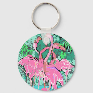 Retro Pink Flamingo Bird Keychains Flamingos Birds
