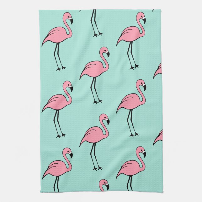 Retro Pink Flamingo Kitchen Towel Gift (Vertical)