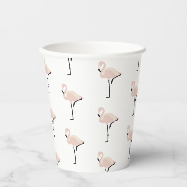 Retro Pink Flamingo Last Flamingle Bridal Shower Paper Cups (Front)