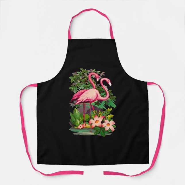 Retro Pink Flamingos Classic Apron (Front)