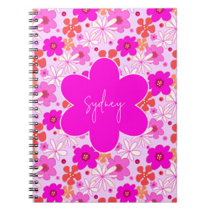 Retro Pink Floral Art Seamless Pattern Teen Notebook