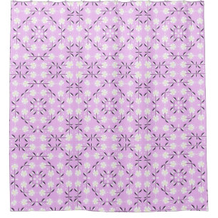 Retro, Pink floral pattern Shower Curtain