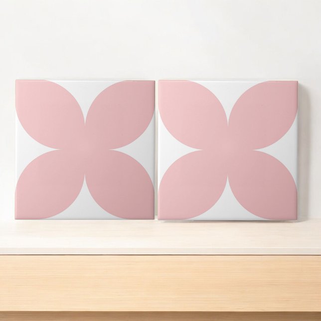 Retro Pink Floral Petal Mid Century Modern Style Tile (Creator Uploaded)