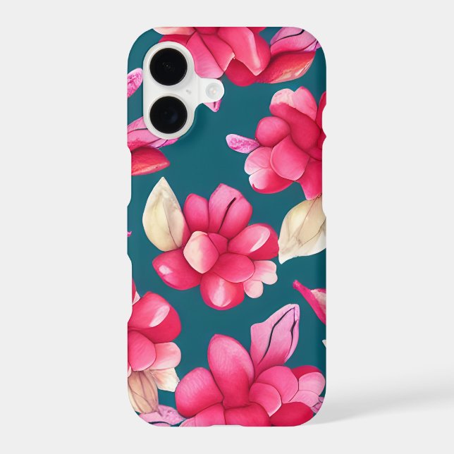 Retro Pink Flowers Pattern  iPhone Case (Back)