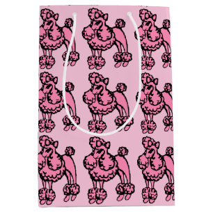 Retro Pink French Poodle Birthday Gift Bag