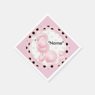 Retro Pink French Poodle Paper Napkins