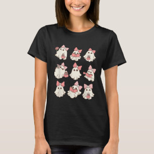 Retro Pink Ghost Reading Halloween Gardening Mini T-Shirt