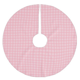 Retro Pink Gingham Chequered Pattern Background Brushed Polyester Tree Skirt