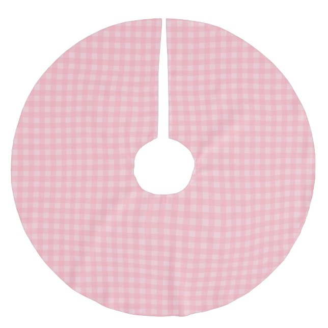 Retro Pink Gingham Chequered Pattern Background Brushed Polyester Tree Skirt (Front)
