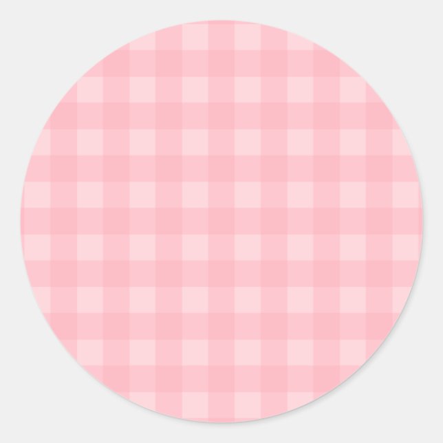 Retro Pink Gingham Chequered Pattern Background Classic Round Sticker (Front)