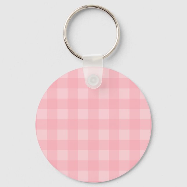 Retro Pink Gingham Chequered Pattern Background Key Ring (Front)
