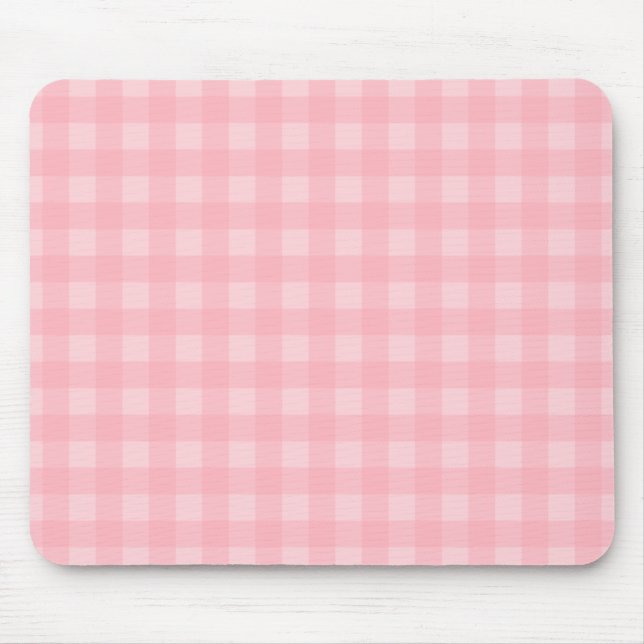 Retro Pink Gingham Chequered Pattern Background Mouse Mat (Front)