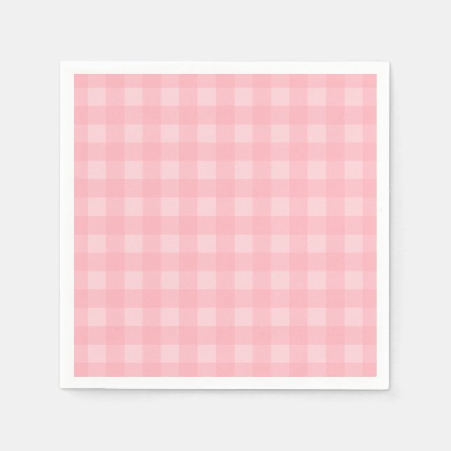 Retro Pink Gingham Chequered Pattern Background Napkin (Front)