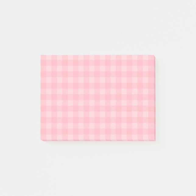 Retro Pink Gingham Chequered Pattern Background Post-it Notes (Front)