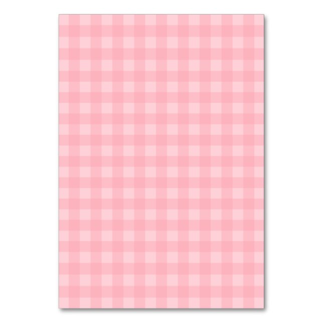 Retro Pink Gingham Chequered Pattern Background Table Number (Front)