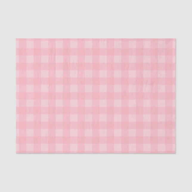 Retro Pink Gingham Chequered Pattern Background Tissue Paper (Front)