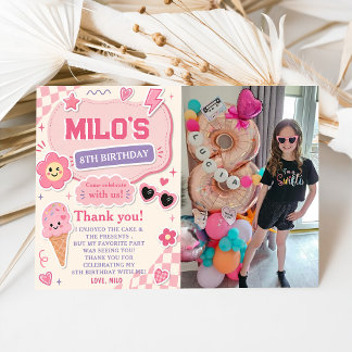 Retro Pink Girl Birthday Invitation