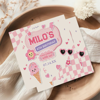 Retro Pink Girl Birthday Napkin