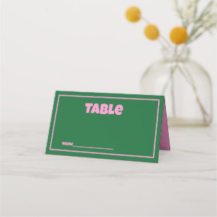 Retro Pink Green bright Wedding Place Card