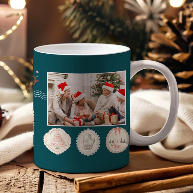 Retro Pink Green Christmas Coffee Mug (Creator Uploaded)